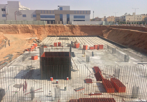 PASCHAL Modular formwork used in construction process of building the ALFARABI Dental College in Riyadh, implemented by Madar Alnour for Contracting Co.