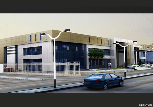 Virtual model of the AL Farabi Dental College in Riyadh, showing the construction after the completion of the building.