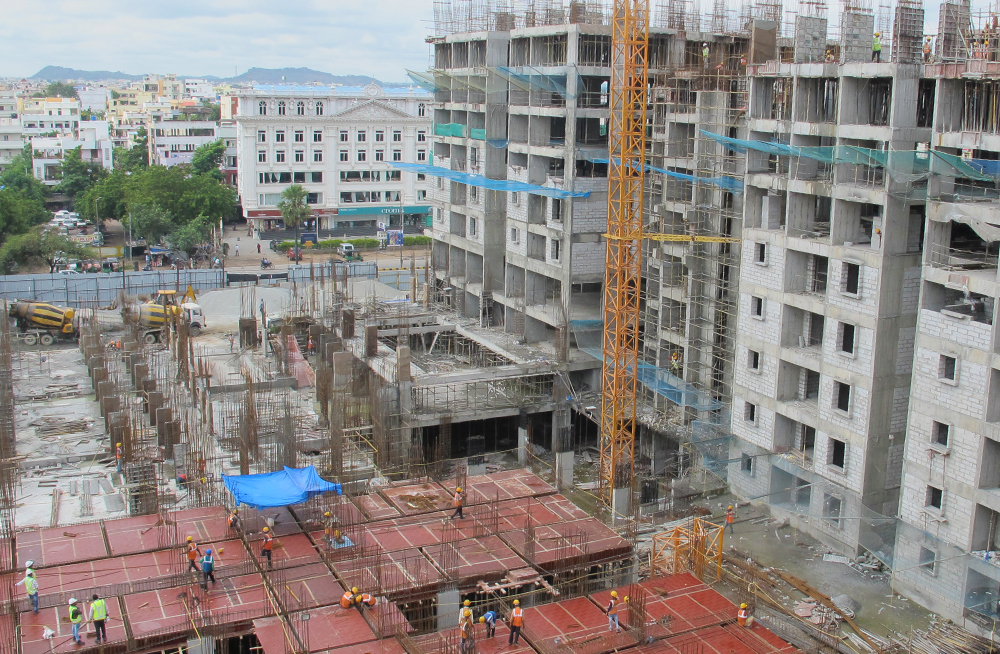 Concrete construction work on the Orange Blue Bell Towers
