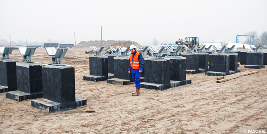 Foundations for three adjacent pipelines