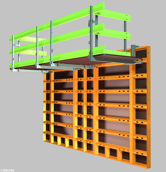 Wandschalung LOGO.3 mit Betonierbühne New LOGO concreting platform